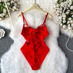 MOYISU Sexy Western Style Bodysuit for Women Sheer Net Halter Push Up Pads Summer Lingerie Figure Control See Through Hot Sale