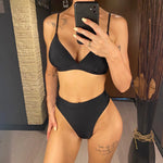 Sexy Brazilian High Cut High Waist Bikini Women Swimwear Two-Pieces Bikini Set Female Swimsuit Bather Bathing Suit Swim V5497