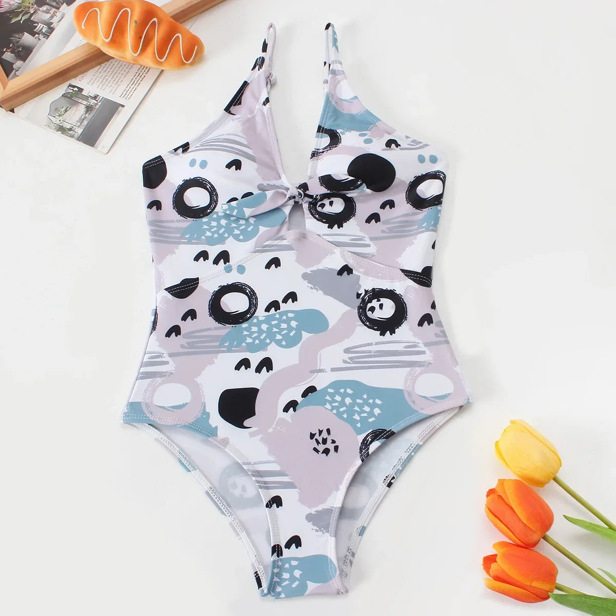 Floral Print Girls One Piece Swimsuit 8-12 Year Teenager Children's Swimwear 2026 Kids Bathing Suits Cut Out Beach Wear Bodysuit