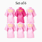 6-12Pcs Spa Girls Party Birthday Squad Robes Girl Kimono Spa Robe Pajama Party Favors Soft Satin Bathrobe for Kid Birthday Decor