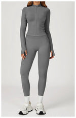2PCS Yoga Suit Sports Set Women Gym Set Woman Tracksuit Running Workout Long Sleeve Sports Shirt Shorts and bra set Sport Outfit