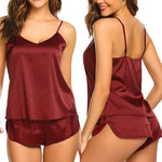 Silk PJs for Women Satin Pajama Set Sexy Lingerie Camisole Nightwear Sleepwear Comfortable Cami Shorts Set Luxury Lingerie