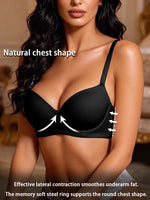 Women Smooth Cup Seamless Bra Side Fat Push Up Brassiere Underwire Support Everyday Comfortable Bra