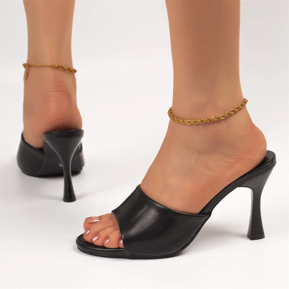 Big Size 42 Gold Sexy Slide Sandals Women Stiletto High Heel Party Slide Heels Backless High Heel Club Wedding Mules Shoes