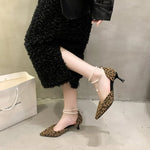 Baotou sandals for women's 2026 summer new shallow mouthed western-style leopard print high heels, metal pointed women's shoes