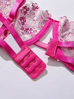 Lady Floral Embroidery Lingerie Set Women Sheer Bra and Brief Underwear Set Satin Sexy Intimates Underwear