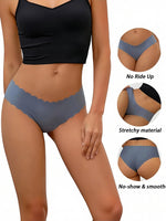 Women Hot Sexy Thongs High Waist Seamless Underwear Breathable Comfort Briefs Panties Female S-2XL Wave Edge
