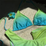 With Skirt Gradient Halter Bikini Female Swimsuit Women Swimwear Three-Pieces Bikini Set Padded Bather Bathing Suit Swim V7044
