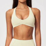 Halter V Neck Yoga Bra Sexy Backless Shockproof Gym Sports Tank Top Quick Dry Workout Fitness Outdoor Gym Running Bra