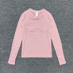 Women's Slim Fit Long Sleeve Yoga Sports Top Breathable Stretch Seamless Pilates Training T-Shirt Fitness Running Shirt T-shirt