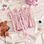 Toucheart Hot Girl Suspender Sexy Top with Fishbone Corset Intimate Hollow See-through Lace Classic Romantic Retro Palace Corset