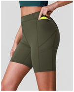 Naked High Waisted Yoga Shorts Women Quick Drying Side Pocket Cycling Pants Outdoor Abdominal and Hip Lifting Sports Shorts