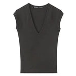 Women's Casual Slim Fit Sleeveless V-Neck T-Shirt ZXZ0