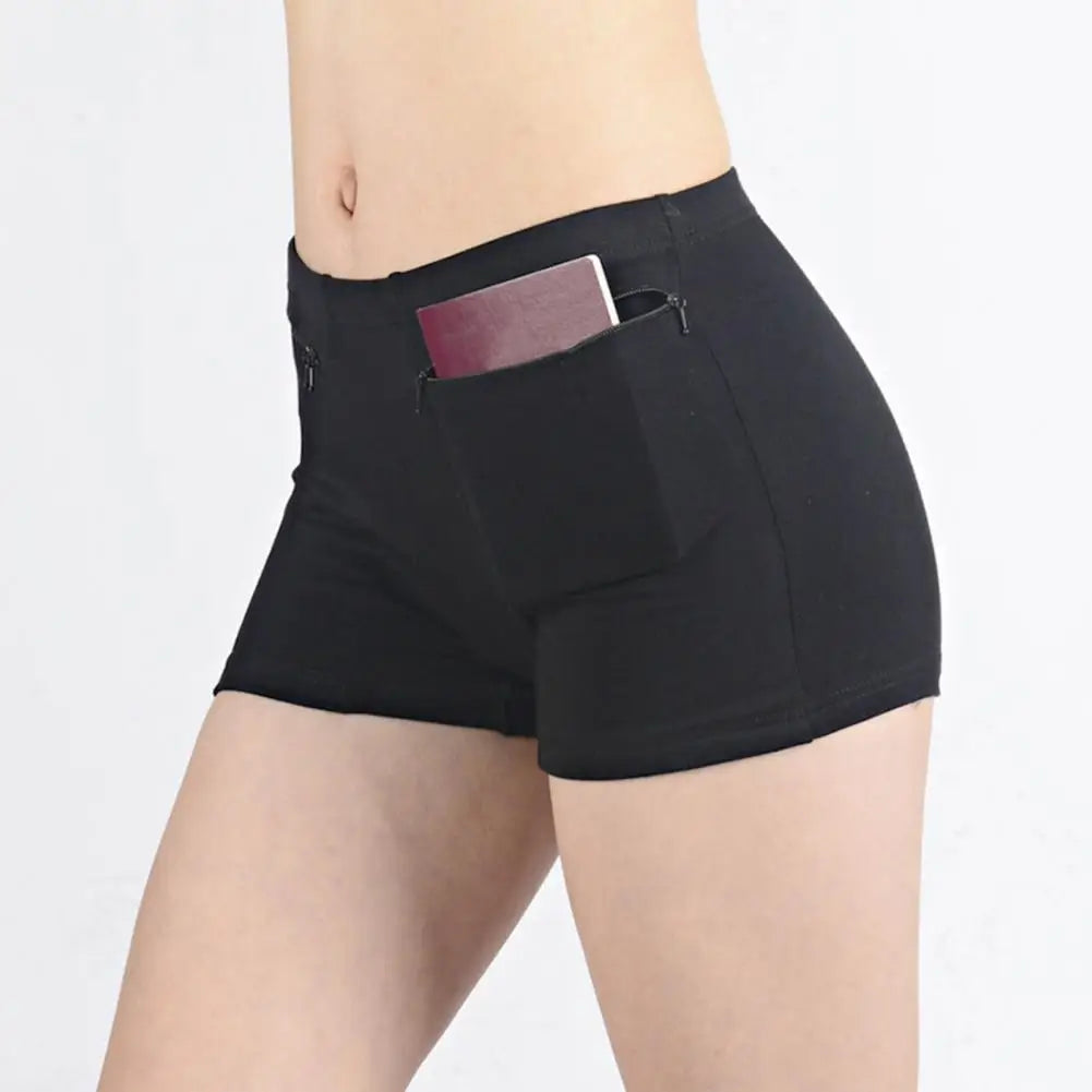 Women Safety Pants High Elasticity with Anti-theft Zippered Pocket Seamless Anti-exposure Mini Skirt Inner Shorts Underpants