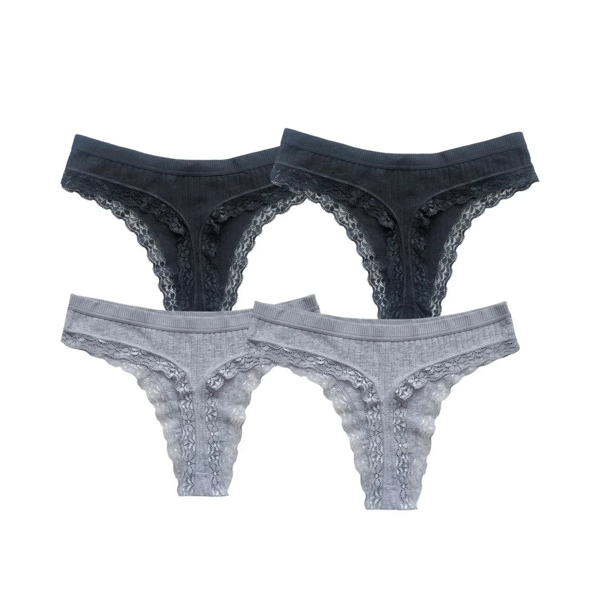 4Pcs/Set Women Cotton Panties Thongs Low Rise G-string Lace Underwear Female Underpants M-XL Sexy Lingerie Panties Intimates