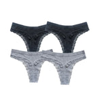 4Pcs/Set Women Cotton Panties Thongs Low Rise G-string Lace Underwear Female Underpants M-XL Sexy Lingerie Panties Intimates