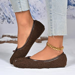 Women Tabi Split Toe Fuzzy Fleece Ballet Flats Slip‑On Warm Plush Soft Sole Winter Casual Daily Flat Shoes