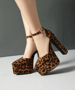 NASBAVI High Heeled Women's Sandals Buckle Pointed Toe Leopard Platform Shoes Woman Spring Design Sexy Elegant Gladiator Sandals
