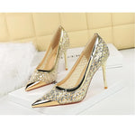 BIGTREE 2026 Fashion Metal Decoration Mesh Hollow Pointed Toe Woman Pumps Thin Heels Party Ladies Shoes Zapatillas De Mujer