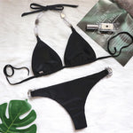 DEKA Diamond Bikini Set Brazilian Rhinestones Halter Women Swimwear Female Swimsuit Two-pieces Bikini Bather Bathing Suit Swim