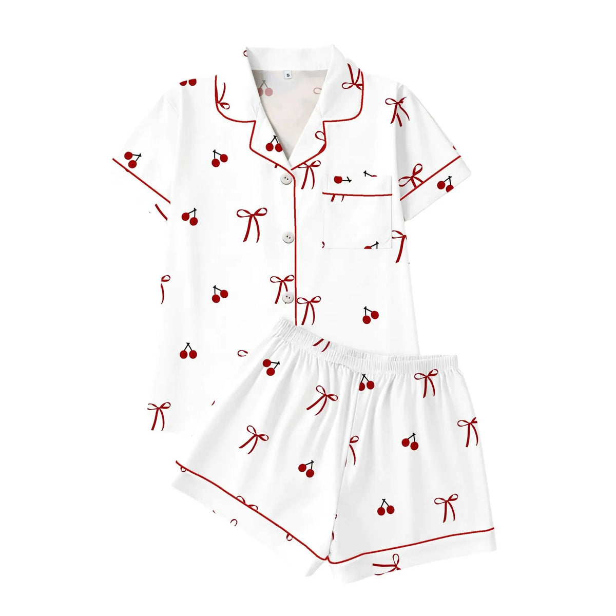 Women's Sleepwear Women's Comfort Printed Pajamas Set Milk Silk Cardigan Short Sleeve Shorts Homewear Set