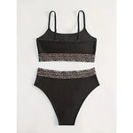 New Sexy Black High Waisted Bikinis Two Pieces Swimsuit Women Swimwear Mesh Beach Wear Sporty Padded Bathing Suits Pool Summer