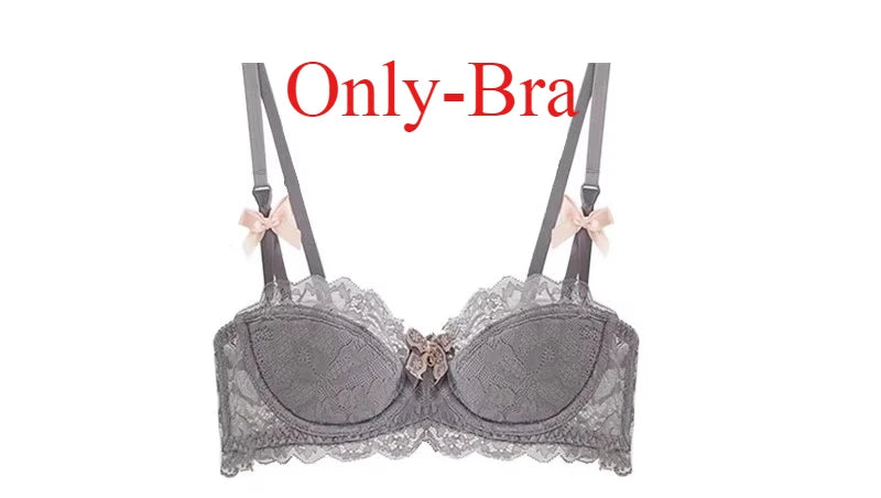 Sutiã Bralette French Pure Desire AB Cup para Pequenos Bustos Push Up Sem Arame Lace para Chubby Girl Bow Confortável Panty Set