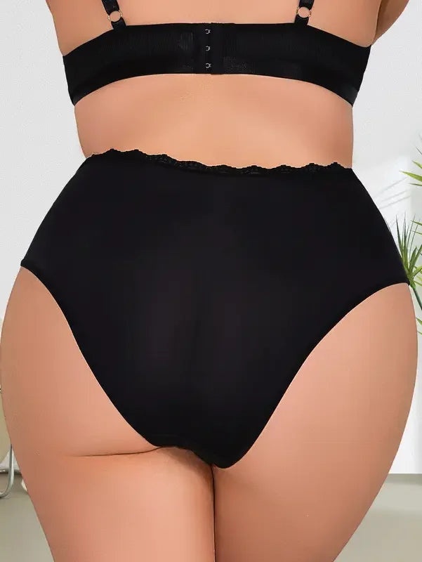 1pcs Plus Size 1XL-4XL Mid Waist Sexy Lace Lady Briefs Underwear Solid Floral Panties Breathable Comfortable Sexy Lingerie