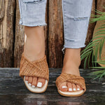 Women Open Toe Weave Slippers Ladies Outdoor Soft SoleFlats 2026 New Summer