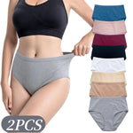 2Pcs/Set Women Cotton Panties High Waist Briefs Breathable Underwear Female Underpants Plus Size Sexy Lingerie S-XXL 8 Colors