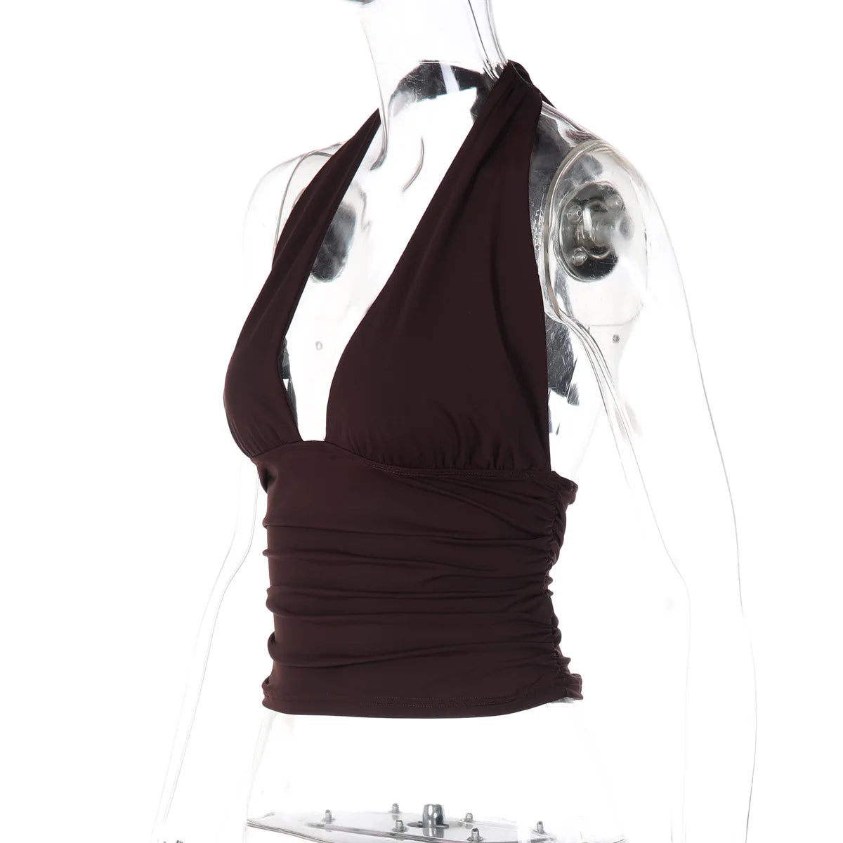 FDYOUI Sexy Deep V-neck Bandage Solid Crop Tops Women's 2026 Summer Halter Off Shoulder Sleeveless T-shirt Vacation Corset Top