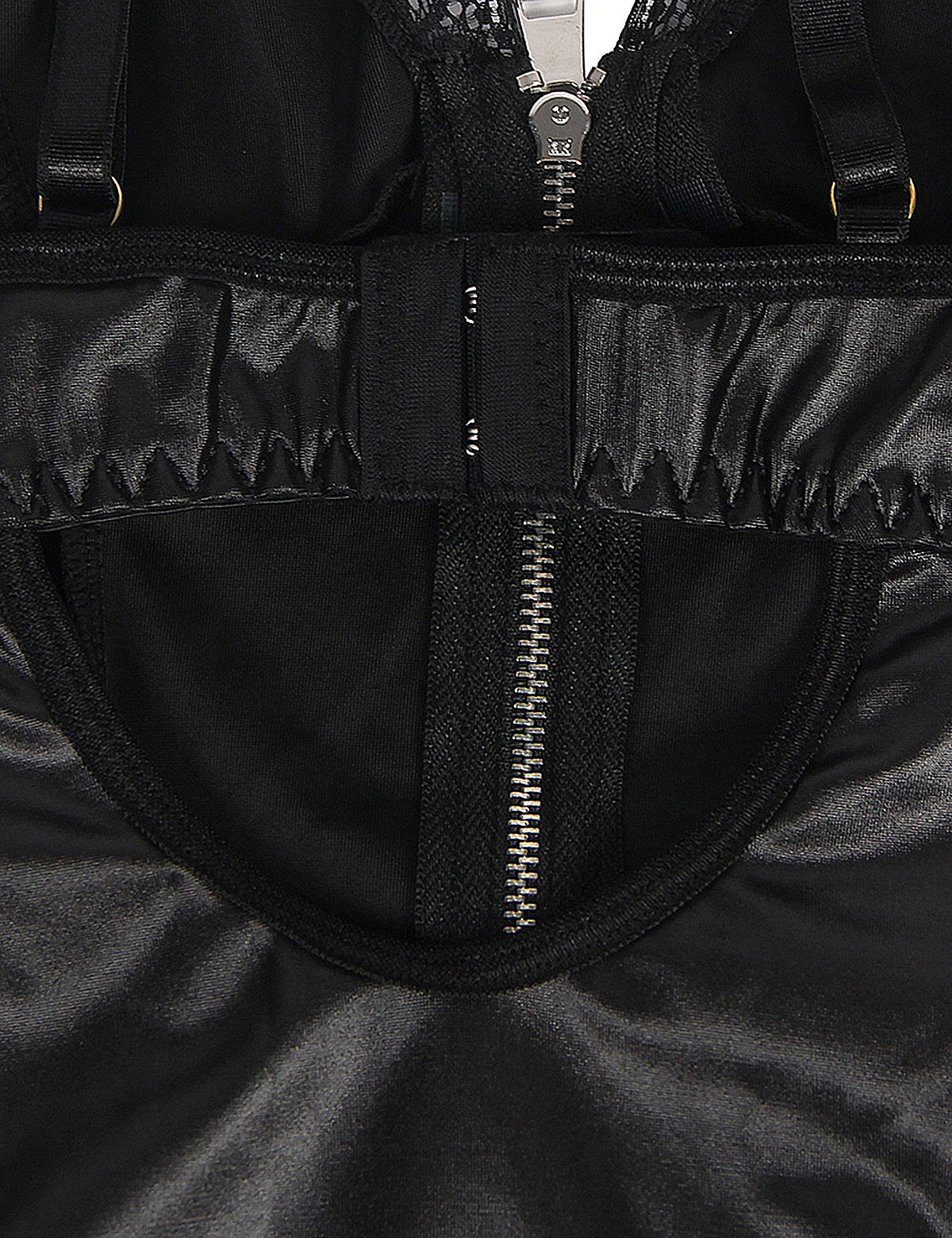 Plus Size 5XL Faux Leather Leotard Shiny Zipper Front Bodycon MiniLingerie Dress Sexy Costume Shiny Cocktail Party Dress