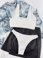 Bikini 2026 Sexy White Black Ribbed Push Up Micro Swimsuit Separate Woman Beach Bathing Suit Two Piece Swimwear Traje De Baño