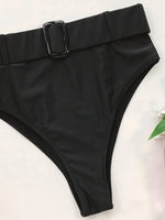 Neon Green Bandeau Swimsuit High Waist Bikini 2025 Women Swimwear Female Two pieces Bikini set Buckle Waistband bathing suit