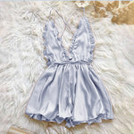 Sexy Lingerie Women's Sexy Dress With Wooden Ear Edge Deep V Neck Neck Tie Backless Sexy Lingerie Set 3x