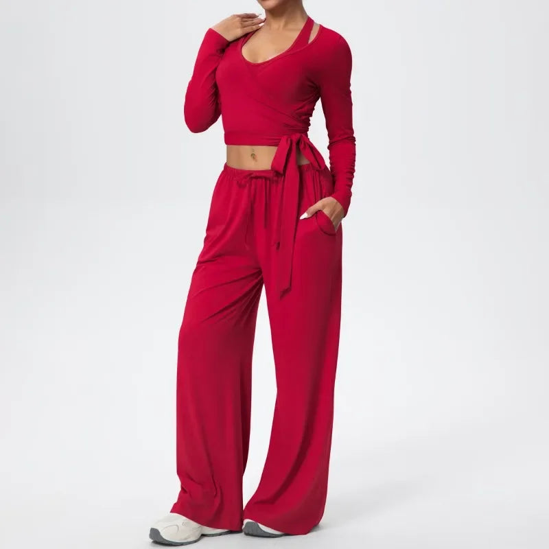 3 Pcs Women's Seamless Yoga Set Sports Fitness Gym Slim-Fit Long Sleeve & Tank Top Suits Workout Running Training Sets