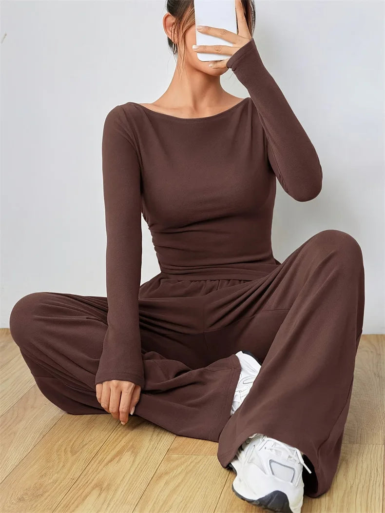 New Women's Home Clothes Sleepwear Loose Wide Leg Pants Two Piece Set Soft and Comfortable Sports and Leisure Fashion Set Hot