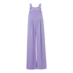 Women Fashion Jumpsuits Sleeveless Buttons Suspender Wide Leg Pant Overalls with Pockets Casual Loose Romper Streetwear