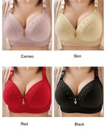 Gathered Side Collection Lifting Underwear Breasts Brassiere Large Size Bra Full Cup Underwear Brassiere No Steel RingBra