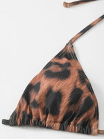 XS - XL Halter Leopard Beach Cover Up Bikini Women Swimwear Female Swimsuit Three-pieces Bikini Set Mini Micro Bathing Suit Swim