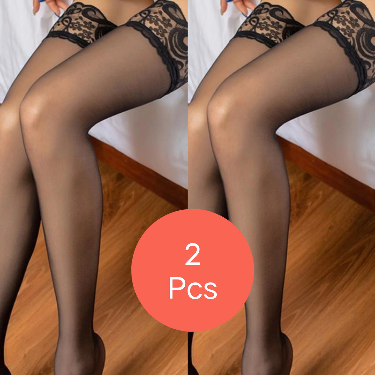 Elegant Lace Top Thigh High Stockings for Women Sheer Black Mesh with Floral Design Stretchy and Stylish Socks