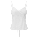 Women Camisole Solid Color Sleeveless Tops V-neck Lace Trim Slim Fit Summer Vest for Party Club