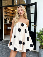 Women Mini Dress Dot Print Backless Tube Dress Summer Party Fashion Casual Strapless Dress