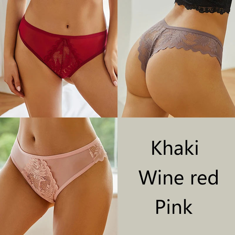 3Pcs/set Lace Thongs Women Sexy Low-Rise G-string Panties S-XL Floral T-Back Underpants Ladies Lace Bikini Underwear Lingerie