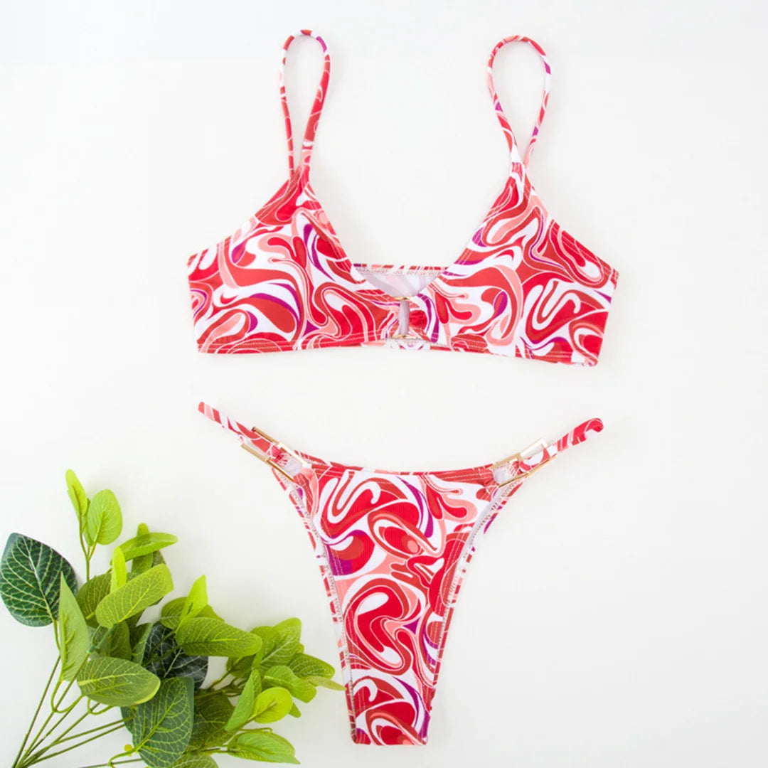 11 Colors Sexy Ribbed High Cut Bikini Women Swimwear Female Swimsuit Two-piece Bikini Padded set Bather Bathing Suit Swim V7111B