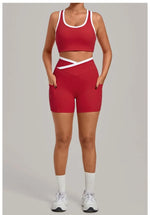 Women's Seamless Yoga Sets Sports Fitness High Waist Hip-lifting Shorts Back Beauty Sleeveless Suits Gym Training Workout Sets