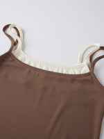 Summer Women's Camisoles Casual Stylish Contrast Color Layered Tank Tops Spaghetti Strap Slim Fit Vest Sporty Fitness Daily