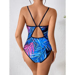 Blue Print One Piece Swimsuit Female 2026 Bandeau Swimwear Women Backless Bathing Suits Summer Beach Wear Sports Monokini
