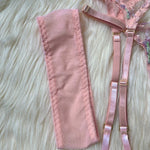 Toucheart Sexy Lingerie Embroidery Printing Bra Garters Set For Women Mesh See- Through Hollow Out Exotic Sexy Underwear Suit