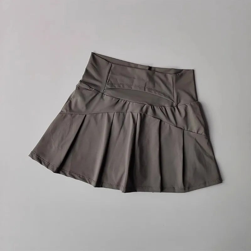 Women's High-Waisted Sports Short Skirt Anti-Glare A-Line Yoga Pants Skirt with Inner Lining for Fitness Cool Design